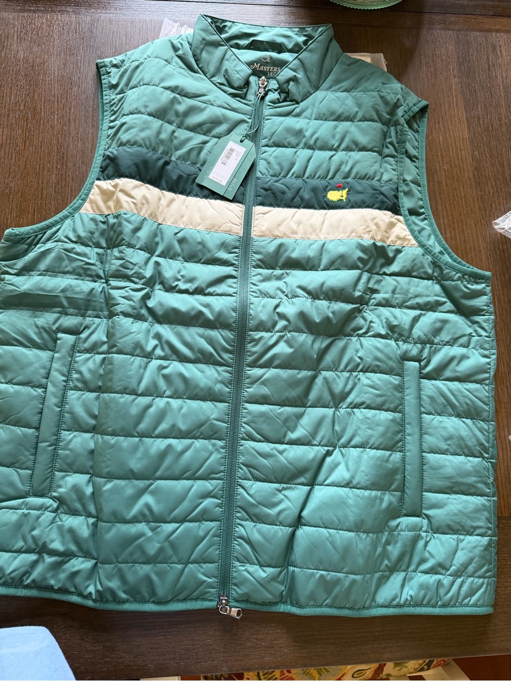 Masters Men’s Quilted Vest in Teal with Cream Stripe